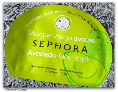 simplement marilyne Masque-visage-avocat-tissu-sephora haul sephora masque tissus avocat hello kitty vernis herome estee lauder make up for ever too faced candelight glow achats produits