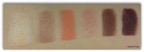 Nectar, Cobbler, Candied Peach, Bellini, Peach Pit et Delectable fard à paupières Swatch-2emeligne sephora Sweet peach too faced palette maquillage swatch revue simplement marilyne makeup avis 