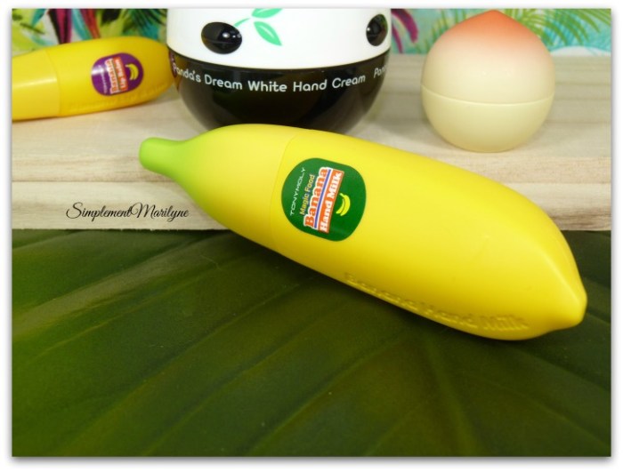 Hand milk banana tonymoly haul sephora banane simplement marilyne panda peach baume lèvres