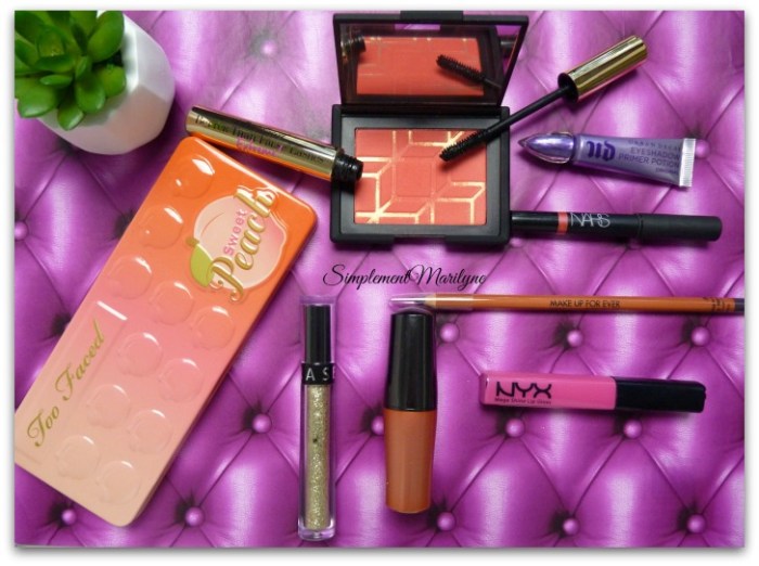 Maquillage corail msc monday shadow challenge sweet peach too faced nars sephora simplement marilyne Urban decay NYX gloss Shiseido make up for ever