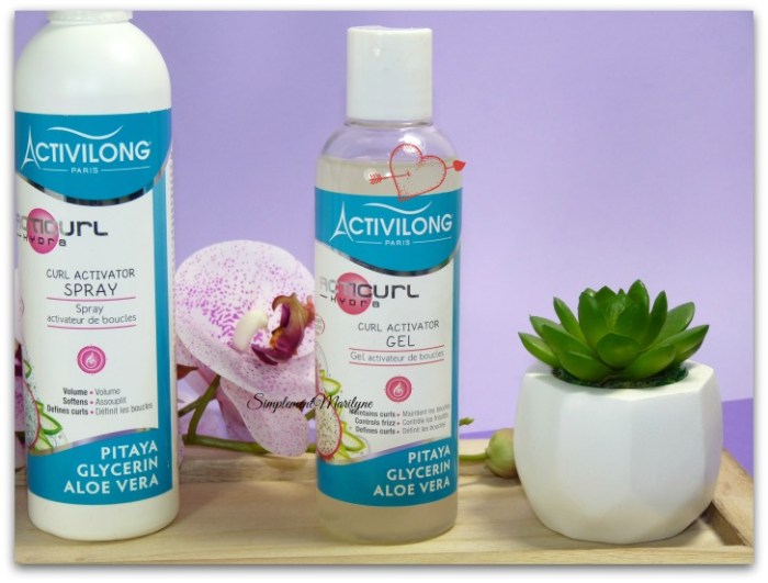 activilong acticurl hydra shampooing spray gel co-wash leave-in simplement marilyne  pitaya glycerine aloe vera