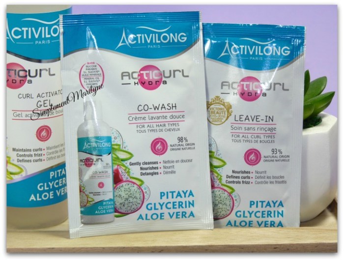 activilong acticurl hydra shampooing spray gel co-wash leave-in simplement marilyne  pitaya glycerine aloe vera