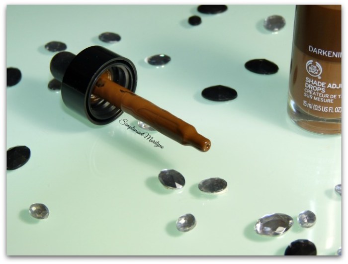 Créateur de teint sur mesure the body shop embout créateur de teinte sur mesure Shade Adjusting Drops darkening foncer fond de teint simplement marilyne