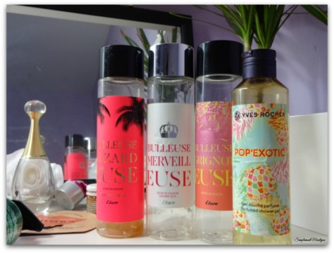 produits finis gel douche Etam beauty Bulleuse Lezardeuse Bulleuse Merveilleuse Bulleuse Grignoteuse Yves Rocher pop exotic simplement marilyne